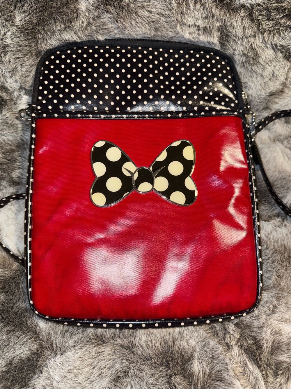 Disney Red and Black Polka Dot Crossbody Backpack Vintage